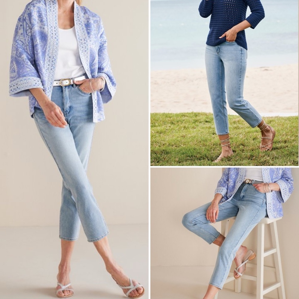 Soft Surroundings Ultimate Denim Slim Leg Crop Jeans Women's Size 10 High Rise